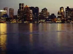 Boston skyline from sunset to night Stock Footage