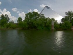 WS POV View of pyramid arena near wolf river / Memphis, Tennessee, United States Stock Footage