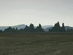  WS View of desert with undercut tops of rocks / Djibouti ( Abe Lake), Djibouti Stock Footage