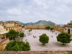 Jaleb Chowk at Amer Fort Jaipur Stock Footage