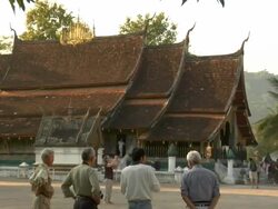 ZO Tourists at Wat Xieng Thong temple / Luang Prabang, Laos Stock Footage