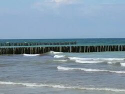Breakwater at sea Stock Footage