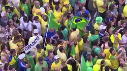 CLEAN : Aerial views of Sao Paulo anti government rallies News Clip