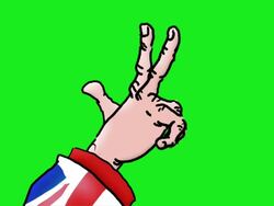 Cartoon british hand counts to five Stock Footage