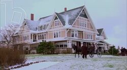 A country home in the countryside in the snow, 1908 - reenactment, clip 6 Stock Footage