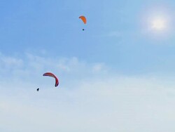 Paragliders in Clouds Stock Footage