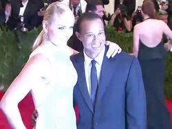 Lindsey Vonn and Tiger Woods at "PUNK: Chaos To Couture" Costume Institute Gala Stock Footage