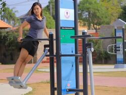 Young Woman excercise outdoor Stock Footage