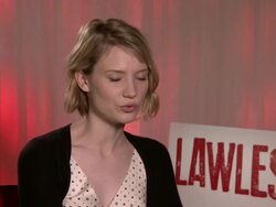 INTERVIEW: Mia Wasikoska on the 'Gangster' and 'Western' genre at Lawless Interviews: 65th Cannes Film Festival on May 20, 2012 in Cannes, France (Footage by WireImage Video/Getty Images) Stock Footage