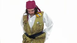 Pirate arranging his cloths. Stock Footage