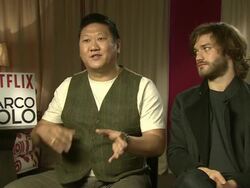 INTERVIEW - Benedict Wong, Lorenzo Richelmy on Netflix being at the forefront of content, how they make different productions and take risks at 'Marco Polo' junket Stock Footage