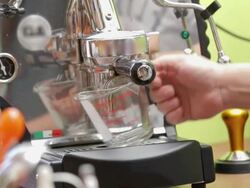 Espresso machine pouring two coffees Stock Footage