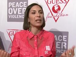 INTERVIEW - Maya Jupiter on why she wanted to get involved at GUESS And Peace Over Violence Celebrate The 15th Anniversary Of Denim Day At GUESS Headquarters Stock Footage