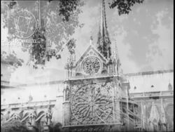 Notre Dame exteriors and Ile Saint-Louis streets. France, 1957 Stock Footage