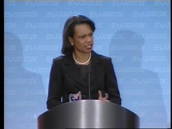 WRAP German FM-UN Sec Gen, Russia, France call for unity; ADDS Rice, Olmert News Clip