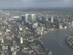 AERIAL WS Isle of Dogs & Canary Wharf Stock Footage