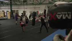 Young people training in boxing gym News Clip