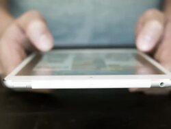 Man holding and touching digital tablet Stock Footage