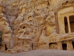 Antique Nabatean Temple in Siq al-Barid / Jordan Stock Footage