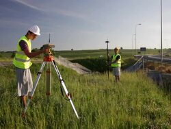Land surveyors Stock Footage