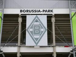Mid shot of Borussia crest on outer stadium wall. Stock Footage
