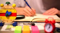 Boy doing homework Stock Footage