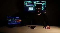 Terrorist warning about his actions video Stock Footage