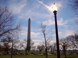 A static shot of the Washington Monument on a sunny day in Washington DC. Stock Footage