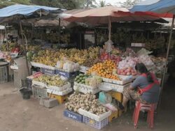 WS roadside market / Vientiane, Laos Stock Footage