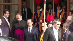 CLEAN : Hollande leaves the Vatican after Pope mee News Clip