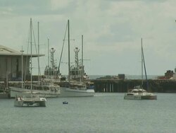 Boats in Darwin harbour, Australia Stock Footage