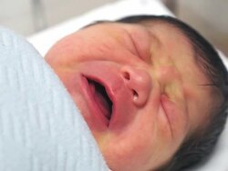 Crying newborn baby Stock Footage