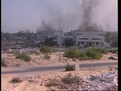 Daylight pictures of burning of Neve Dekalim synagogue News Clip