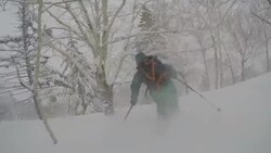 POV of a young man skier skiing on a snow covered mountain. - Slow Motion Stock Footage