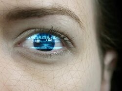 Numbers In Close Up Female Eyes Stock Footage