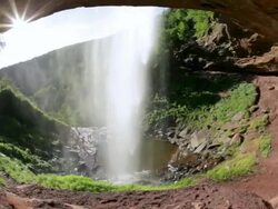 WS TD View of Katterskill Falls / Haines Falls, New York, United States Stock Footage
