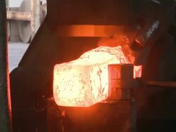 MS Workpiece in process at hammer mill  / Gueglingen, Baden-Wuerttemberg, Germany Stock Footage