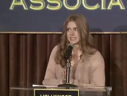 Dr. Aida Takla O'Reilly (L), Amy Adams and Pedro Almodovar at the Hollywood Foreign Press Association's Cecil B. DeMille Award Recipient Announcement at Beverly Hills CA. (Footage by WireImage Video/Getty Images Entertainment Video) Stock Footage