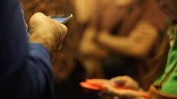 Crowded people in the mass public transportation using their phone Stock Footage
