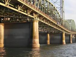 old I-5 Bridge to Oregon Stock Footage