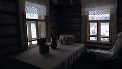 Interior of old wooden house in Russia Stock Footage