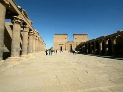 Philae Temple Complex, Colonnades To The Temple Of Isis Stock Footage