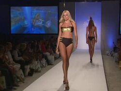 Models walk the runway during the Lisa Blue swimwear 2012 show Stock Footage
