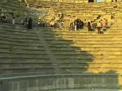 Pan Right Shot Western Theater Umm Qais Irbid Jordan Stock Footage