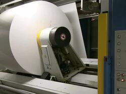 MS Shot of offset printing machine / Frankfurt, Hesse, Germany Stock Footage