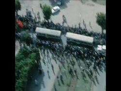 SYND 30 10 75 AERIAL SHOTS OF MARCHERS PREPARING TO LEAVE FOR THE SPANISH SAHARA Instructional Video