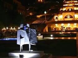 Yerevan, Cascade, night scene of the statues and gardens Stock Footage