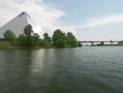 WS POV View of pyramid arena near wolf river / Memphis, Tennessee, United States Stock Footage