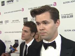 INTERVIEW - Andrew Rannells at Elton John AIDS Foundation Presents 21st Annual Academy Awards Viewing Party Stock Footage