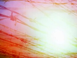 BARBED WIRE - cloudy sun. flow from the center (loop) Stock Footage